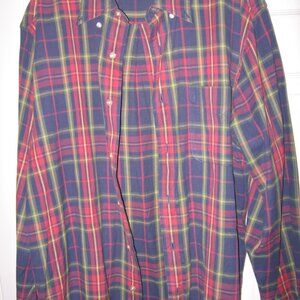 G.H. Bass & Co. Oxford Button Down Plaid Shirt Men's Size Medium